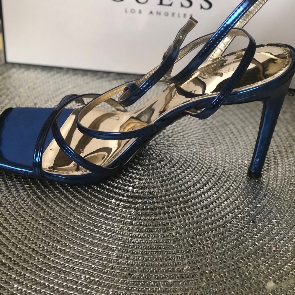 GUESS Blue sparkling Open toe Sandal heel